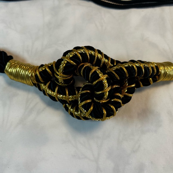 American Vintage Accessories - Vintage Black and Gold Knotted Rope Belt Small to XL